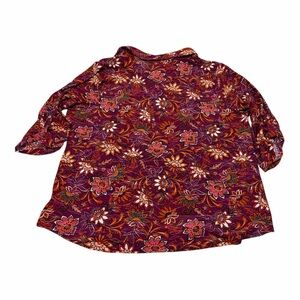 Floral Women's Blouse - Purple and Orange